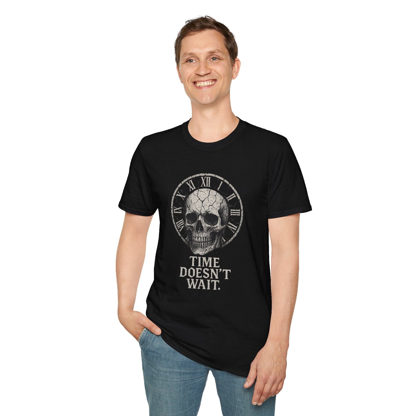 Skull Graphic T-Shirt, Time Doesn't Wait Tee, Unisex Casual Wear, Alternative Fashion, Gift for Him or Her | Luxury Men's Watch – Fifth Reserve